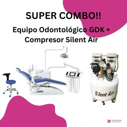 SÚPER COMBO!! Equipo odontológico GDK colgante + Compresor 11HP Silent Air